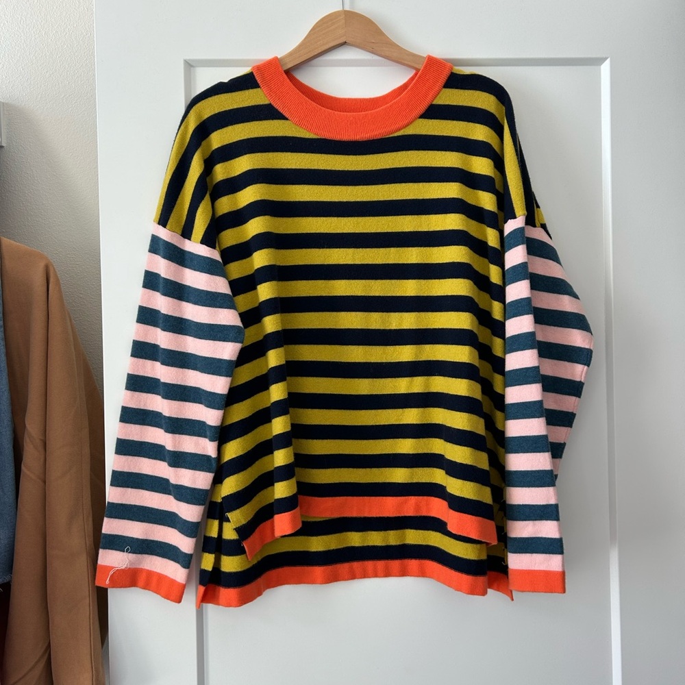 FRNCH Orange and Yellow Striped Sweater